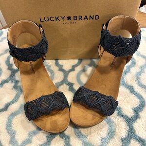 Lucky Brand Women's Navy Crochet Sandals